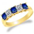 2.50 Ct. TW Square Cut Sapphire & Asscher Cut Diamond Band in 14 kt. Yellow Gold Ring