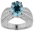2.20 Ct. TW Enhanced Fancy Blue Round Diamond Engagement Ring in Wide Mounting