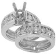2.25 Ct. TW Round and Princess Diamond Engagement Semi Mount with Wedding Band