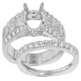 1.70 Ct. TW Round and Baguette Diamond Engagement Mount with Wedding Band