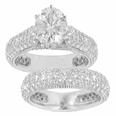 3.36 Ct. TW Round Cut Diamond Engagement Ring with Wedding Band