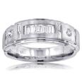 1.25 Ct. TW Menâ€™s Baguette and Round Diamond Wedding Band