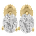 1.56 Ct. TW Round Diamond Stud Earrings in Three Prong Yellow Gold Screw Back Mounts