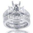 1.25 Ct. TW Round Diamond Accented Engagement Mount with Matching Band