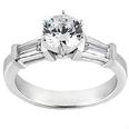 1.32 ct. TW Round and Baguette Cut Diamond Engagement Ring