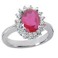 2.70 ct. TW Oval Shape Ruby and Round Diamond Ring in 14 kt White Gold