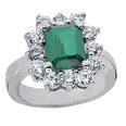 4.95 ct. TW Green Emerald in Diamond Accented 14 kt. White Gold Ring