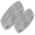 5.00 ct ttw His & Hers Round Diamond Two Row Eternity Wedding Bands in 14 kt