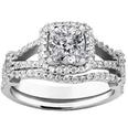 2.15 ct. TW Cushion Diamond Engagement Ring Set with Form Fit Band