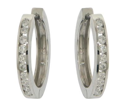 1.00 ct. TW Round Diamond Hoop Earrings in Channel Set
